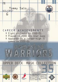 2001-02 Upper Deck Mask Collection #178 Tommy Salo Back