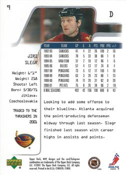 2001-02 Upper Deck MVP #9 Jiri Slegr Back