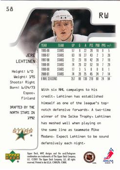 2001-02 Upper Deck MVP #58 Jere Lehtinen Back