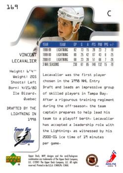 2001-02 Upper Deck MVP #169 Vincent Lecavalier Back