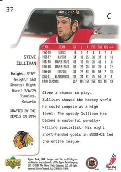 2001-02 Upper Deck MVP #37 Steve Sullivan Back