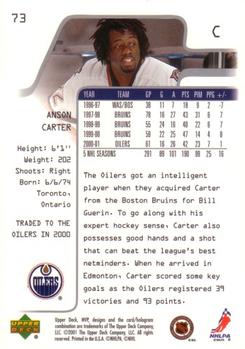 2001-02 Upper Deck MVP #73 Anson Carter Back