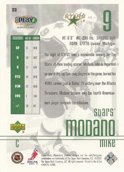 2001-02 Upper Deck Playmakers #33 Mike Modano Back