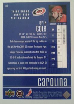 2001-02 Upper Deck Playmakers #109 Erik Cole Back