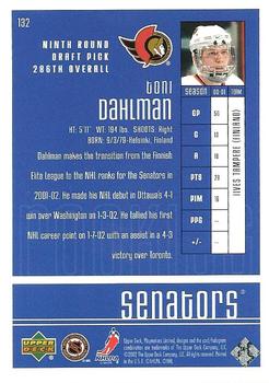 2001-02 Upper Deck Playmakers #132 Toni Dahlman Back