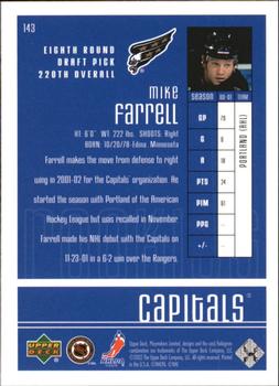 2001-02 Upper Deck Playmakers #143 Mike Farrell Back