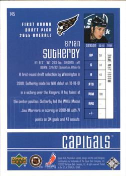 2001-02 Upper Deck Playmakers #145 Brian Sutherby Back