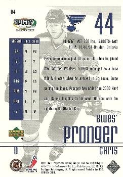2001-02 Upper Deck Playmakers #84 Chris Pronger Back