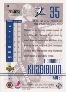 2001-02 Upper Deck Playmakers #90 Nikolai Khabibulin Back