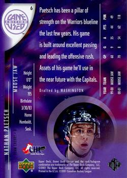 2001-02 Upper Deck CHL Prospects #6 Nathan Paetsch Back