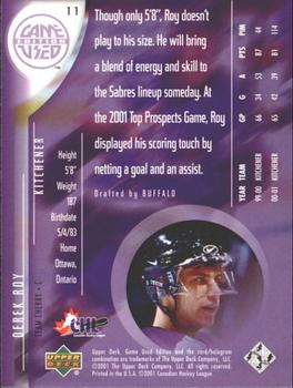 2001-02 Upper Deck CHL Prospects #11 Derek Roy Back