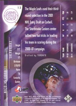 2001-02 Upper Deck CHL Prospects #13 Nicolas Corbeil Back