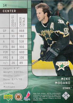 2001-02 Upper Deck Top Shelf #14 Mike Modano Back