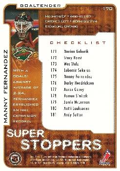 2001-02 Upper Deck Victory #170 Manny Fernandez Back