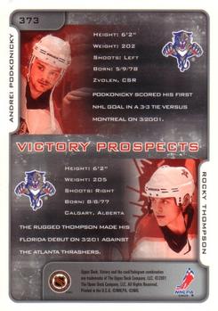 2001-02 Upper Deck Victory #373 Andrej Podkonicky / Rocky Thompson Back