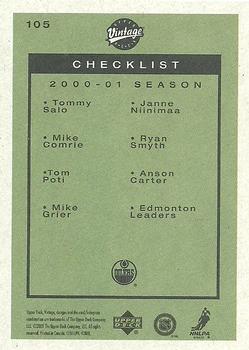 2001-02 Upper Deck Vintage #105 Tommy Salo / Mike Comrie / Ryan Smyth / Tom Poti Back