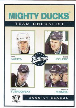 2001-02 Upper Deck Vintage #9 Mighty Ducks Checklist Front