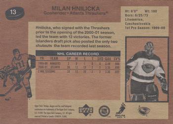 2001-02 Upper Deck Vintage #13 Milan Hnilicka Back