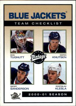 2001-02 Upper Deck Vintage #78 Blue Jackets Checklist Front