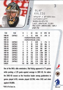 2002-03 Be a Player Between the Pipes #3 Olaf Kolzig Back