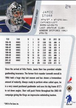 2002-03 Be a Player Between the Pipes #24 Jamie Storr Back