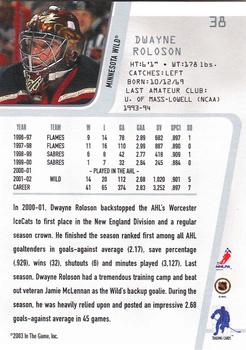 2002-03 Be a Player Between the Pipes #38 Dwayne Roloson Back
