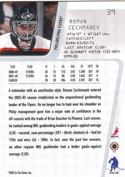 2002-03 Be a Player Between the Pipes #39 Roman Cechmanek Back