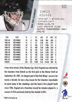 2002-03 Be a Player Between the Pipes #50 Chris Osgood Back