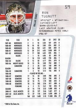 2002-03 Be a Player Between the Pipes #59 Ron Tugnutt Back
