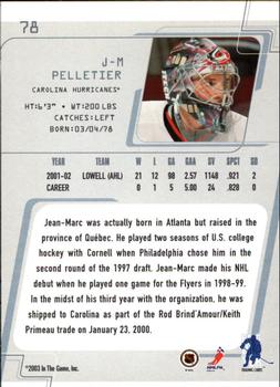 2002-03 Be a Player Between the Pipes #78 Jean-Marc Pelletier Back