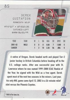 2002-03 Be a Player Between the Pipes #85 Derek Gustafson Back