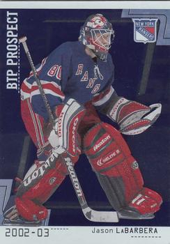 2002-03 Be a Player Between the Pipes #86 Jason LaBarbera Front