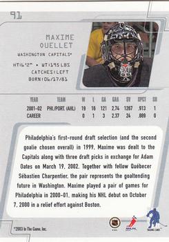 2002-03 Be a Player Between the Pipes #91 Maxime Ouellet Back