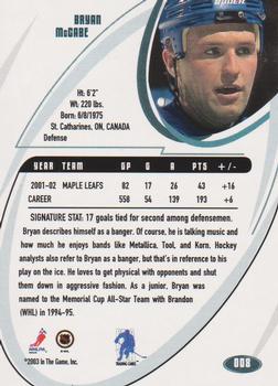 2002-03 Be a Player Signature Series #008 Bryan McCabe Back
