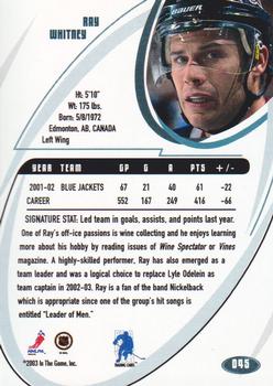 2002-03 Be a Player Signature Series #045 Ray Whitney Back