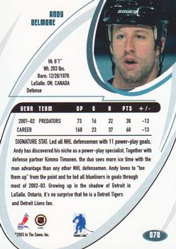 2002-03 Be a Player Signature Series #070 Andy Delmore Back