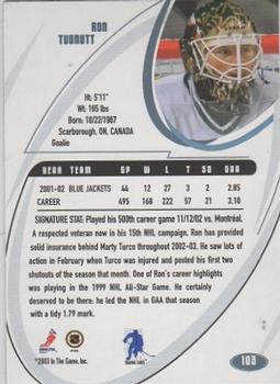 2002-03 Be a Player Signature Series #103 Ron Tugnutt Back