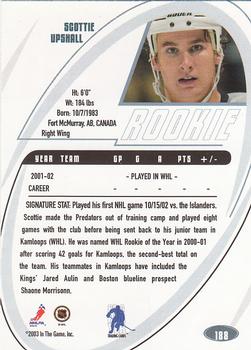 2002-03 Be a Player Signature Series #188 Scottie Upshall Back