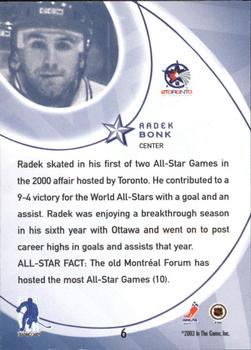 2002-03 Be a Player All-Star Edition #6 Radek Bonk Back