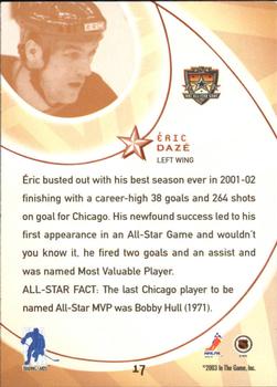 2002-03 Be a Player All-Star Edition #17 Eric Daze Back