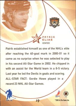 2002-03 Be a Player All-Star Edition #19 Patrik Elias Back