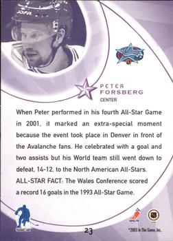 2002-03 Be a Player All-Star Edition #23 Peter Forsberg Back