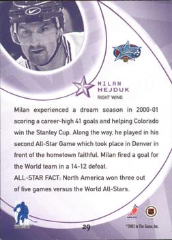 2002-03 Be a Player All-Star Edition #29 Milan Hejduk Back