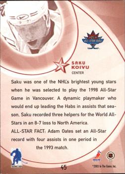 2002-03 Be a Player All-Star Edition #45 Saku Koivu Back