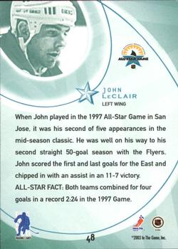 2002-03 Be a Player All-Star Edition #48 John LeClair Back