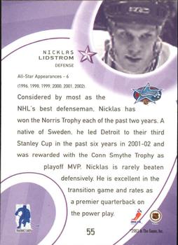 2002-03 Be a Player All-Star Edition #55 Nicklas Lidstrom Back