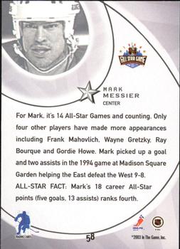 2002-03 Be a Player All-Star Edition #58 Mark Messier Back