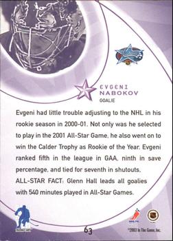 2002-03 Be a Player All-Star Edition #63 Evgeni Nabokov Back