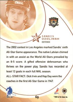 2002-03 Be a Player All-Star Edition #69 Sandis Ozolinsh Back