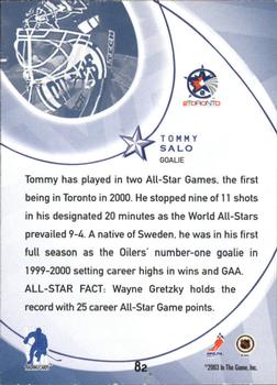 2002-03 Be a Player All-Star Edition #82 Tommy Salo Back